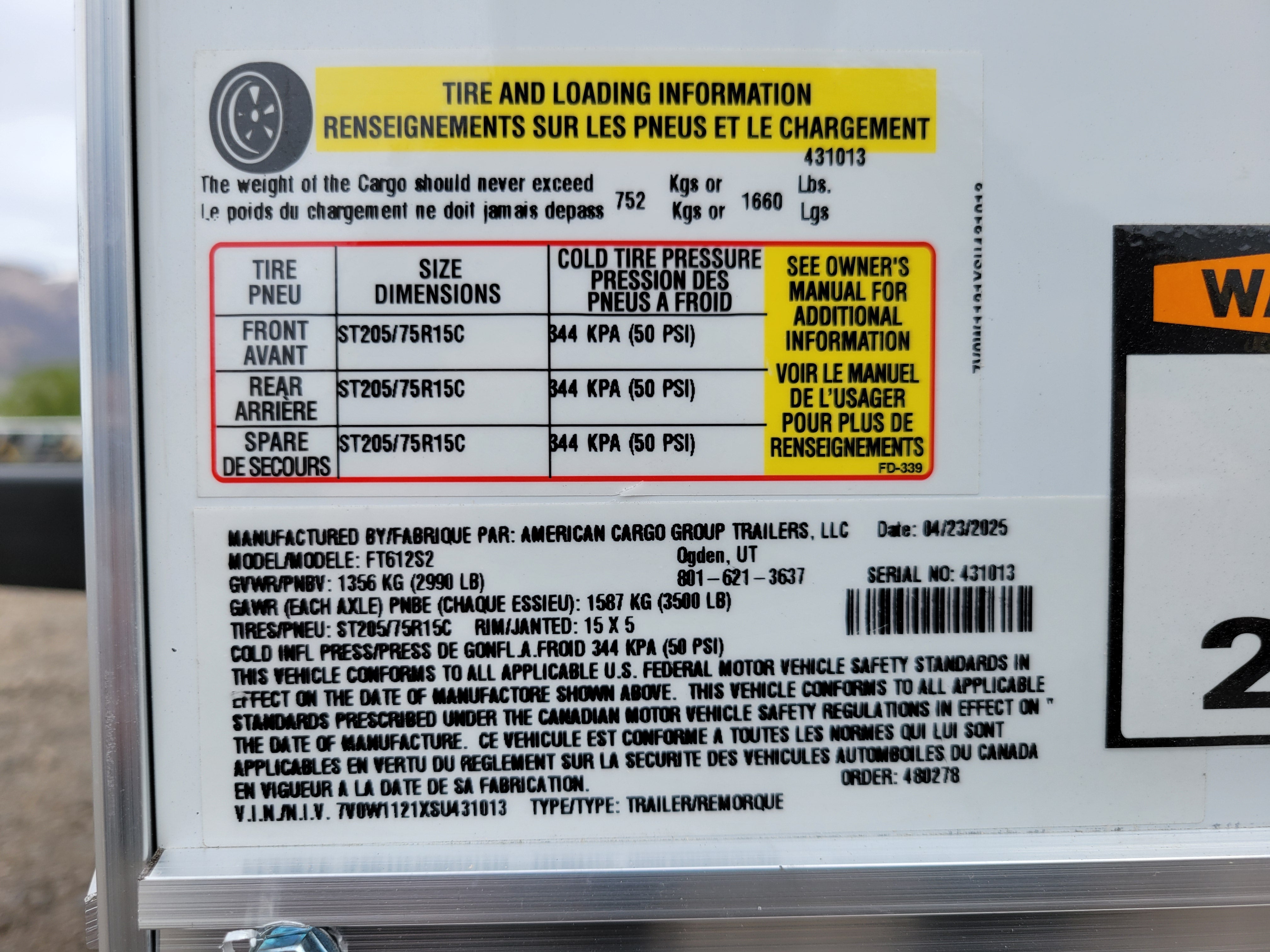 2025 Wells Cargo 6 x 12 Enclosed Trailer