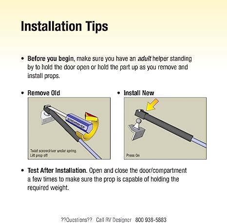 SALE - RV Designer Gas Prop Door Support- 10", 20 lbs
