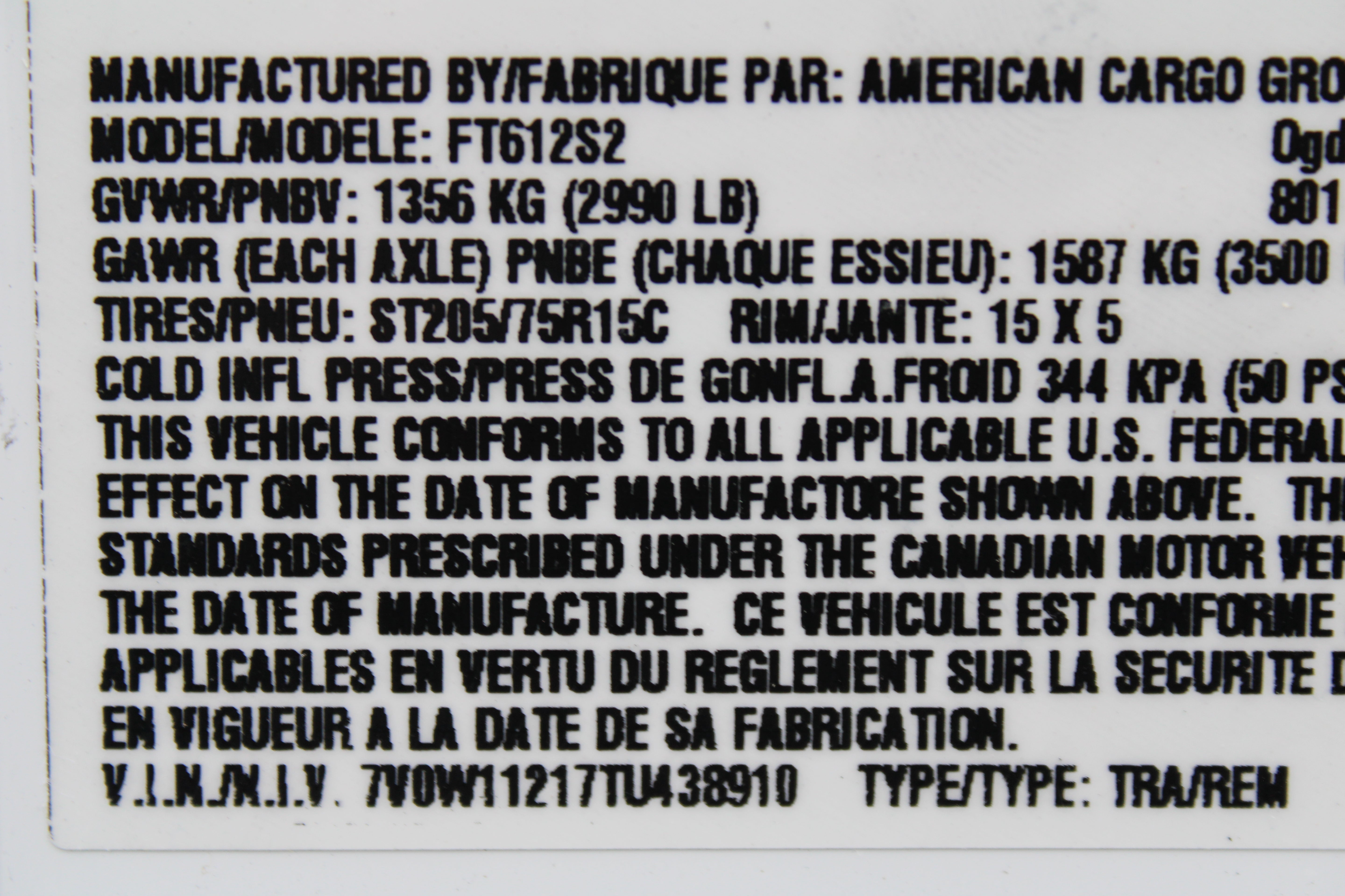 Wells Cargo 6 x 12 Enclosed Trailer