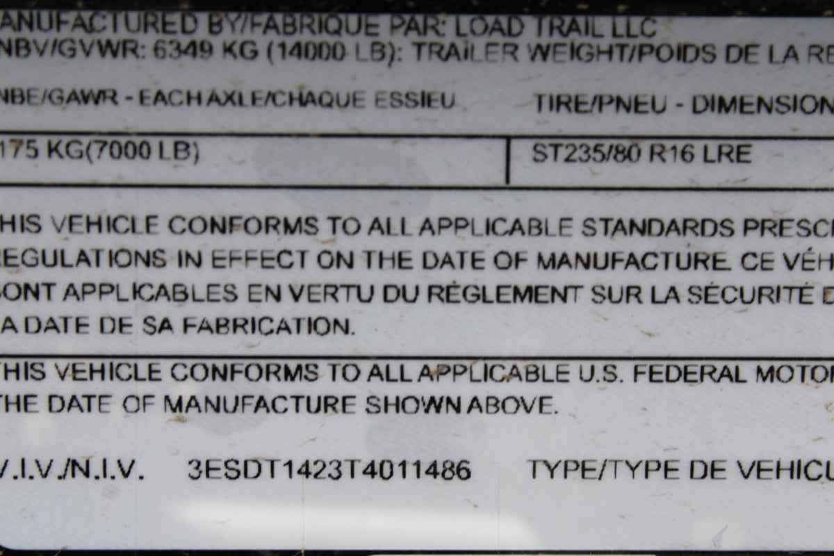 LoadTrail 14' Dump Trailer