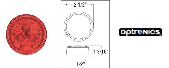 Optronics 2-1/2" Red Micro-Flex LED Marker/Clearance Light