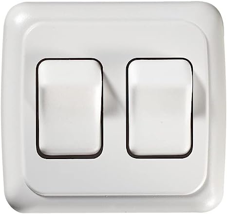 RV Designer Contoured Wall Switch- White, Double