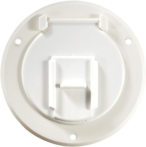 RV Designer Basic Round Electrical Cord Hatch- White