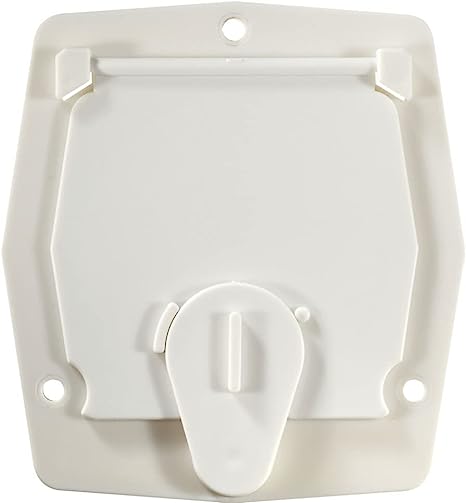 RV Designer Round Electrical Cable Hatch, Flat Sided - White