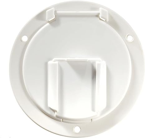 RV Designer Round Electrical Cable Hatch, Low Profile- White
