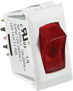 RV Designer White w/Red Rocker Switch- 10 Amp