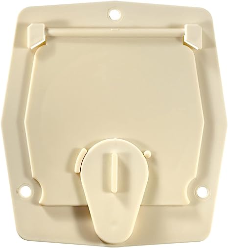 RV Designer Round Electrical Cable Hatch, Flat Sided - Colonial White