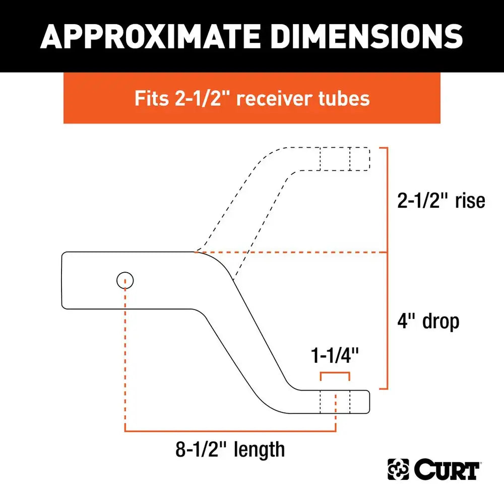 Curt Commercial Duty Forged Ball Mount- 2-1/2" Shank, 4" Drop, 20,000lbs