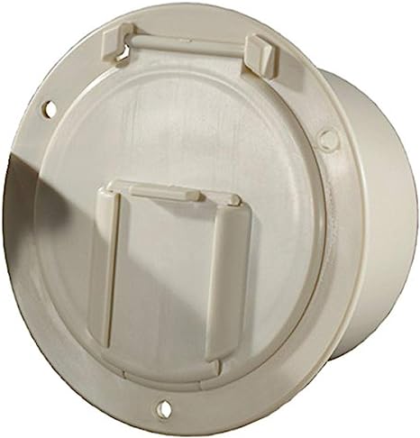 RV Designer Round Electrical Cable Hatch, Low Profile- Colonial White