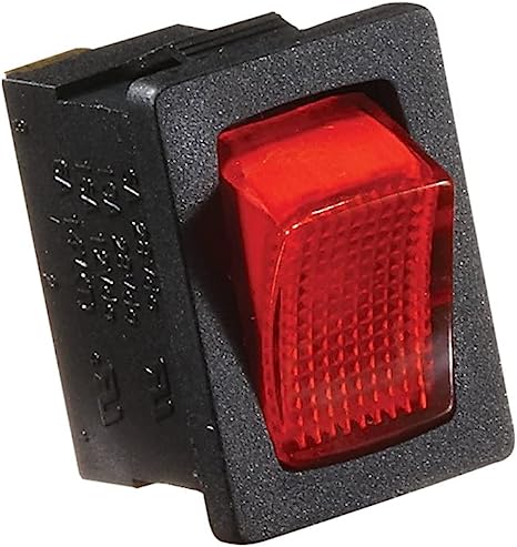 RV Designer Rocker Switch, Illuminated- Black w/Red