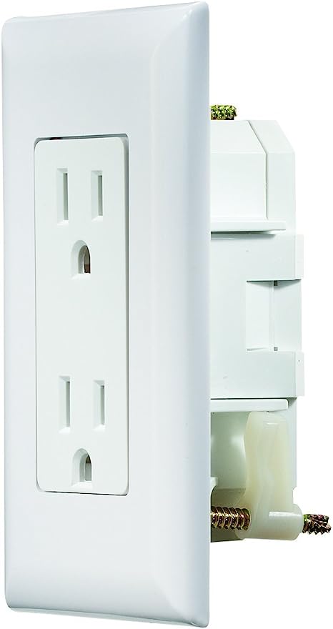 RV Designer Self Contained Dual Outlet with Cover Plate- White
