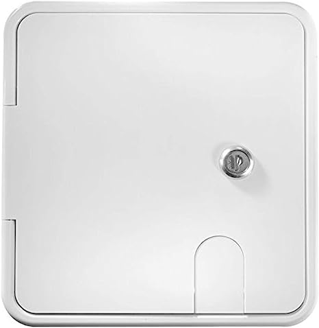 RV Designer Locking Electrical Cable Hatch, Square- White