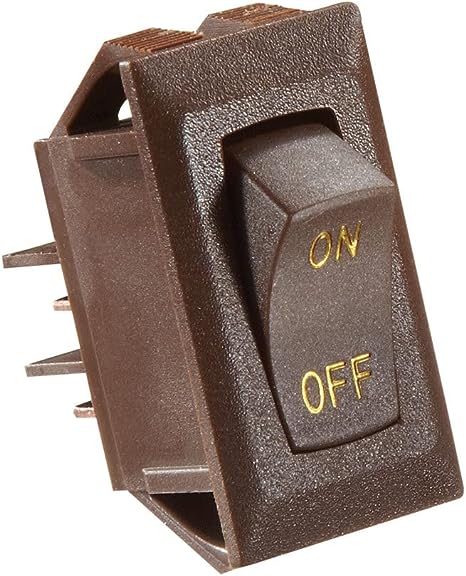 RV Designer Brown Rocker Switch w/Gold text- 10 Amp