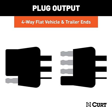 Curt 4-Way Flat Connector Plug & Socket w/ 12" & 48" Wires