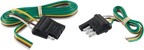 Curt 4-Way Flat Connector Plug & Socket w/ 12" & 48" Wires