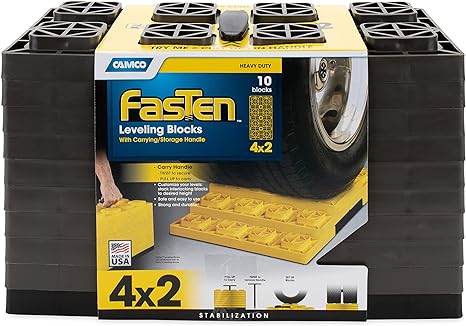 Camco Fasten Leveling Blocks w/Handle, 4x2, Brown, 10 pack