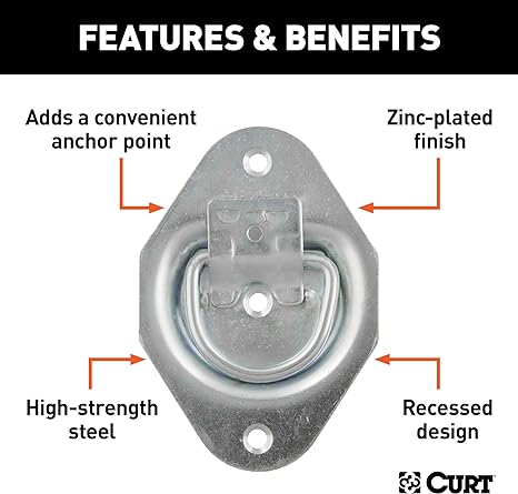 Curt Recessed Tie-Down Ring- 1-3/8" X 1-7/8", 1,200lbs