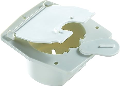 RV Designer Round Electrical Cable Hatch, Flat Sided - White