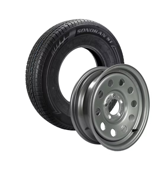 5-Lug ST205/75R15 Silver MOD Tire & Wheel Combo