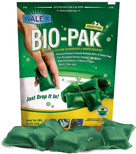 Walex Porta Pak Holding Tank Deodorizer & Waste Digester -  Alpine Fresh 10 Drop Ins/Pouch