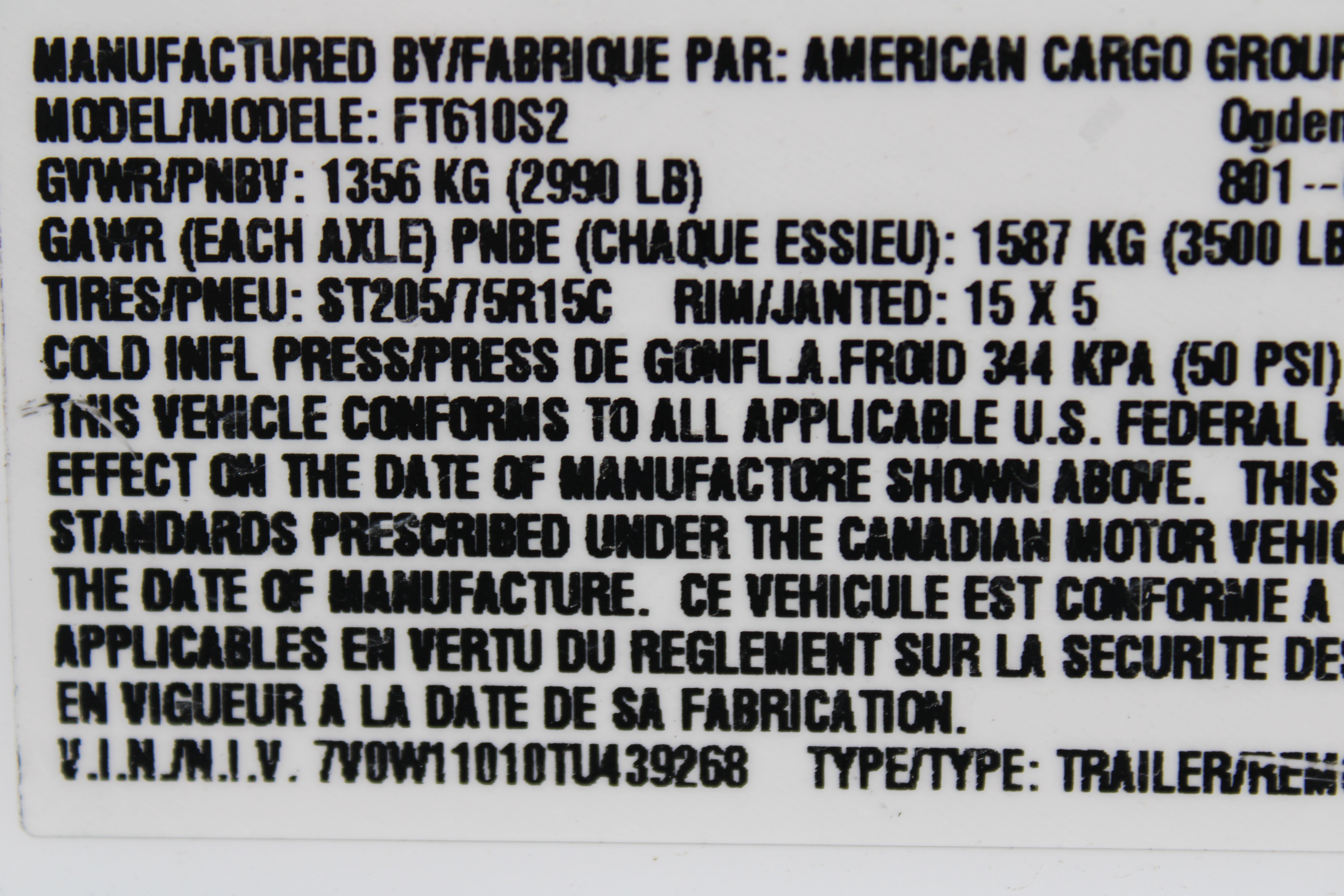 Wells Cargo 6 x 10 Enclosed Trailer