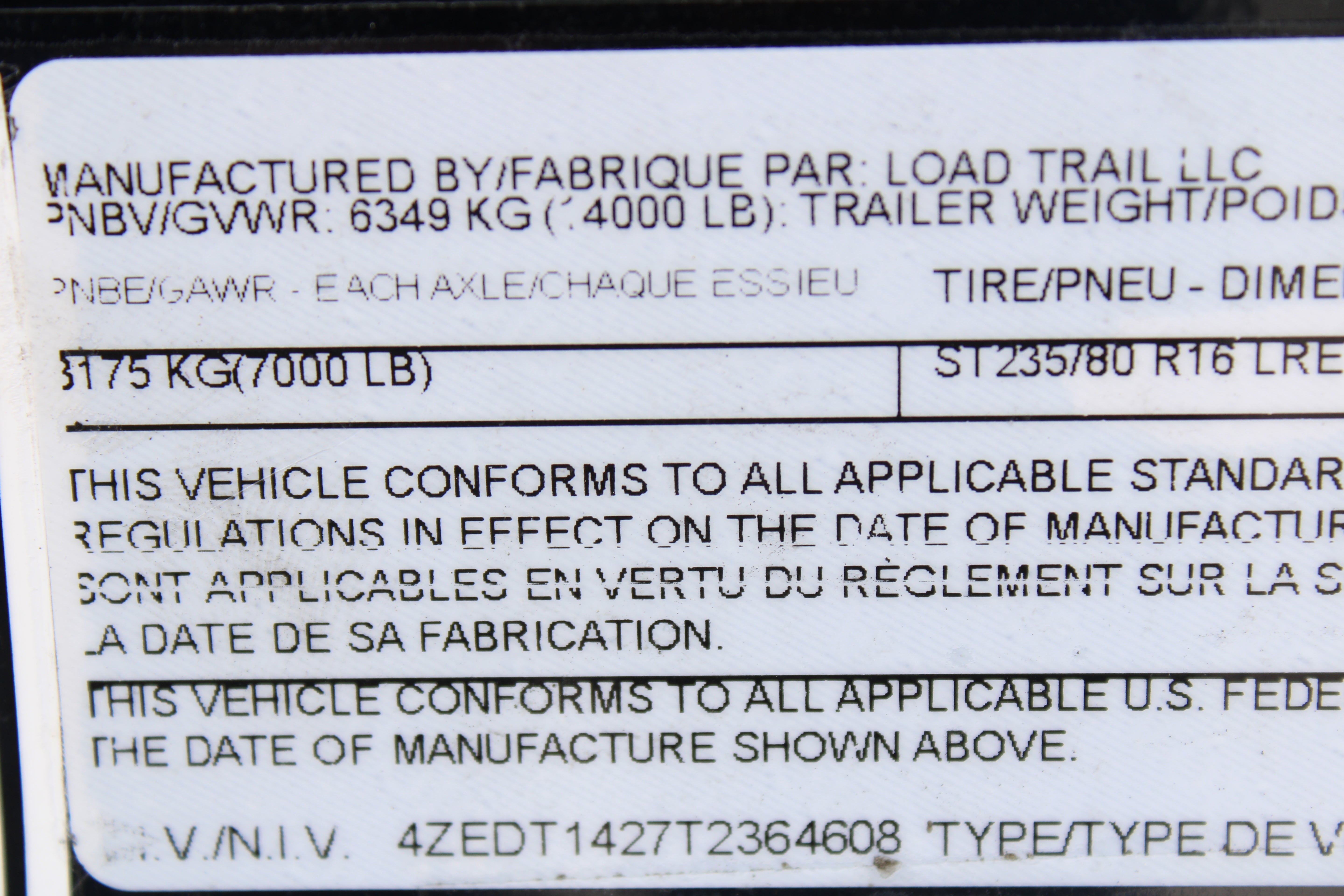 LoadTrail 14' Dump Trailer