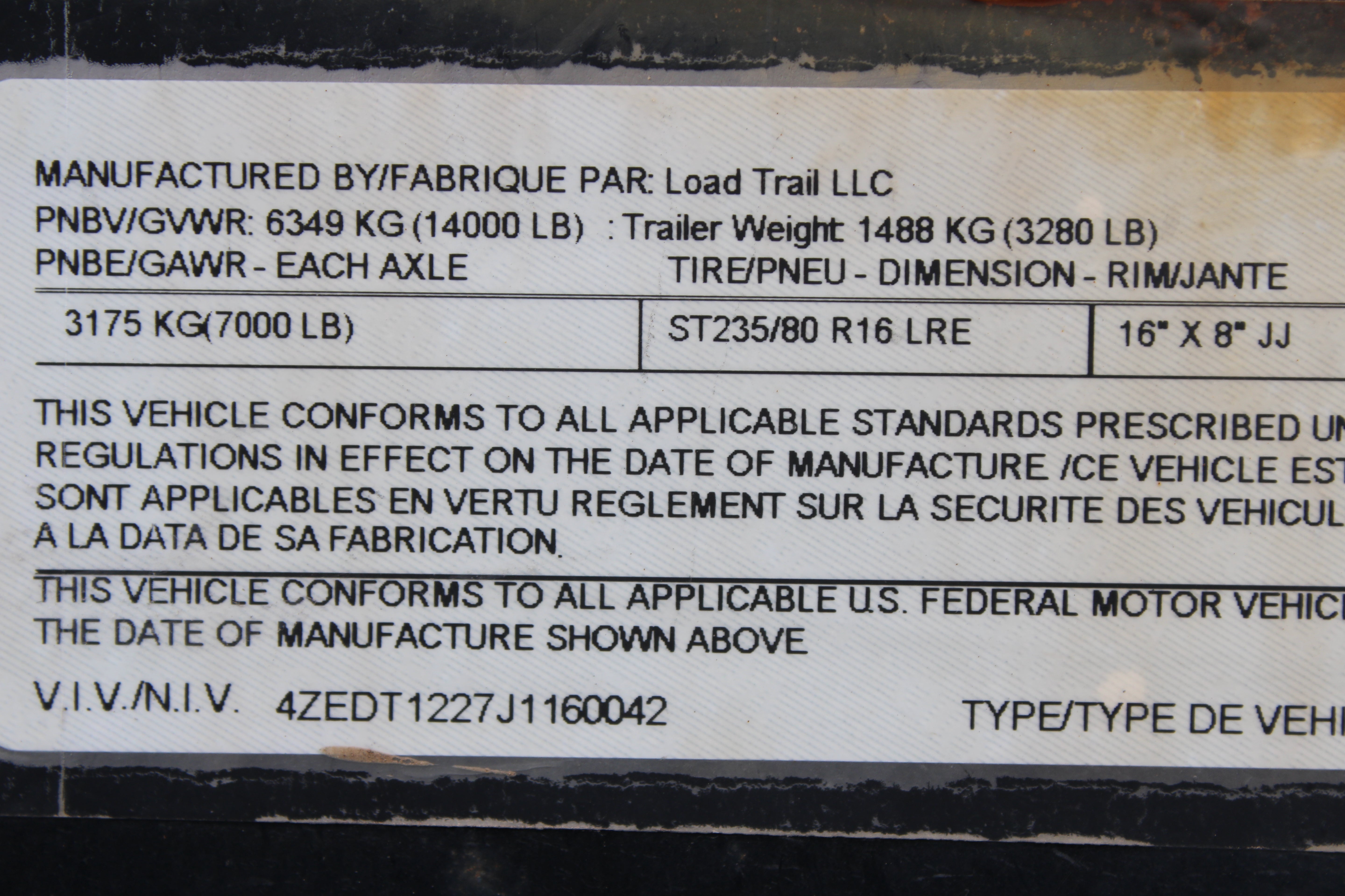 Load Trail 8 x 16 Dump Trailer