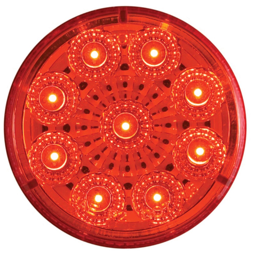 Optronics 2" Round Red Clearance Marker 9 Diode LED Miro-Flex Grommet Mounted Light PL-30 Connection