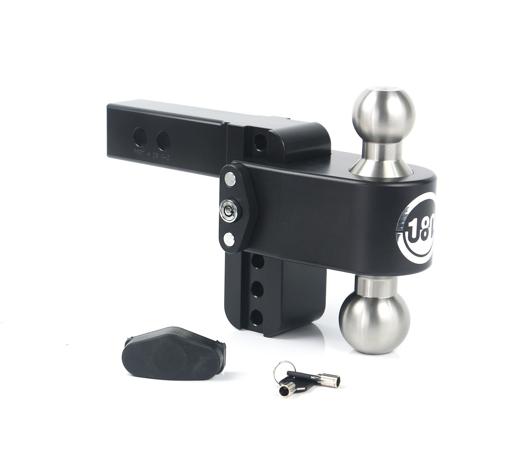 Weigh Safe Black Cerakote Aluminum Turnover Ball 4" Drop Hitch w/ 2" Shank- Stainless Steel